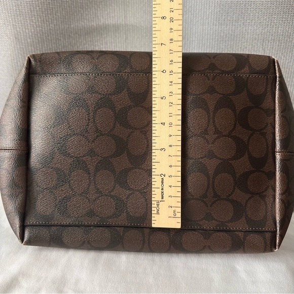 COACH WOMEN’S SIGNATURE STREET ZIP TOTE BLACK/ BROWN - Picture 12 of 15